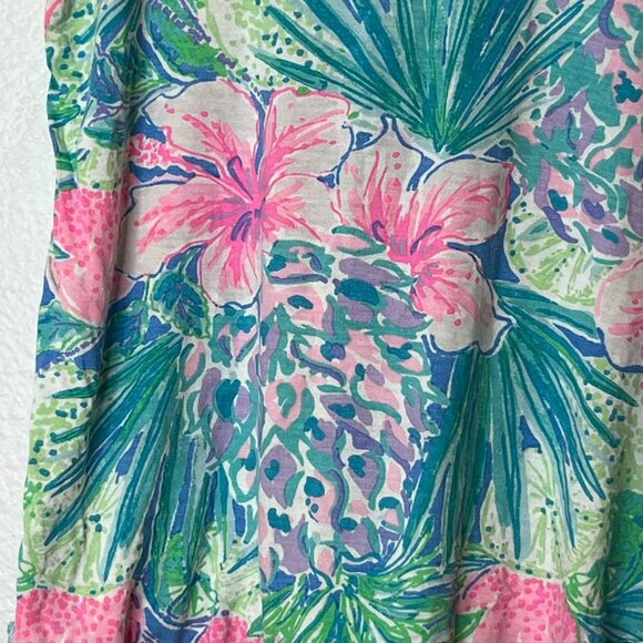 Lilly Pulitzer PJ Knit Ruffle Hem Tank Top Multi Swizzle In Blue Pink Size XXS - Picture 2 of 7